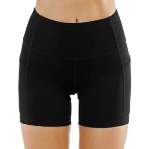 High Waist Yoga Athletic Shorts with Deep Pockets Black